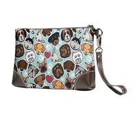 EgoMed Bulldog Chihuahua Siberiani Amano Cuore Zampa,Borsa da polso in pelle PU, pochette da donna con cerniera, portafoglio e cinturino da polso