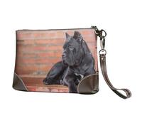 EgoMed Cane Corso Grandi Cani Neri Animali Domestici,Borsa da polso in pelle PU, pochette da donna con cerniera, portafoglio e cinturino da polso