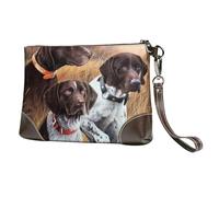 EgoMed Cane da ferma tedesco a pelo corto autunno,Borsa da polso in pelle PU, pochette da donna con cerniera, portafoglio e cinturino da polso