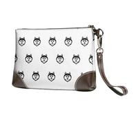 EgoMed Cane testa husky,Borsa da polso in pelle PU, pochette da donna con cerniera, portafoglio e cinturino da polso