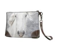 EgoMed Cavallo Camargue,Borsa da polso in pelle PU, pochette da donna con cerniera, portafoglio e cinturino da polso