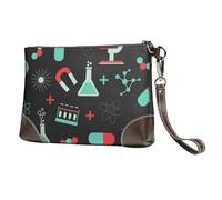 EgoMed Chimica verde e modelli scientifici,Borsa da polso in pelle PU, pochette da donna con cerniera, portafoglio e cinturino da polso