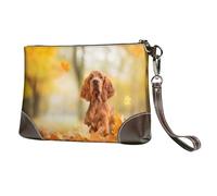 EgoMed Cocker Spaniel Autumn Park Brown Spaniel Dogs,Borsa da polso in pelle PU, pochette da donna con cerniera, portafoglio e cinturino da polso
