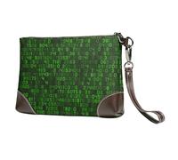 EgoMed Codice informatico decimale verde del programmatore,Borsa da polso in pelle PU, pochette da donna con cerniera, portafoglio e cinturino da polso