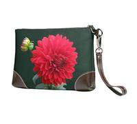 EgoMed Dalia rossa,Borsa da polso in pelle PU, pochette da donna con cerniera, portafoglio e cinturino da polso