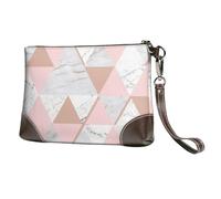 EgoMed Diamante in marmo grigio e rosa in oro rosa,Borsa da polso in pelle PU, pochette da donna con cerniera, portafoglio e cinturino da polso