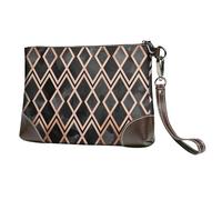 EgoMed Diamanti Geo Rame e Nero,Borsa da polso in pelle PU, pochette da donna con cerniera, portafoglio e cinturino da polso