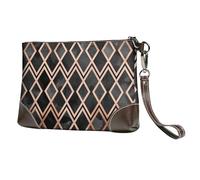 EgoMed Diamanti Geo Rame e Nero,Borsa da polso in pelle PU, pochette da donna con cerniera, portafoglio e cinturino da polso