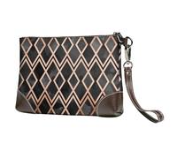 EgoMed Diamanti Geo Rame e Nero,Borsa da polso in pelle PU, pochette da donna con cerniera, portafoglio e cinturino da polso