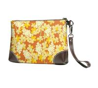 EgoMed Fiori d'arancio,Borsa da polso in pelle PU, pochette da donna con cerniera, portafoglio e cinturino da polso
