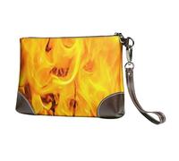 EgoMed Fuoco e fiamme,Borsa da polso in pelle PU, pochette da donna con cerniera, portafoglio e cinturino da polso