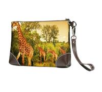 EgoMed Giraffa selvaggia,Borsa da polso in pelle PU, pochette da donna con cerniera, portafoglio e cinturino da polso