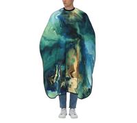 EgoMed Grembiule per taglio di capelli, Mantella per taglio di capelli per salone professionale Mantella per taglio di capelli per barbiere,Oceano marmorizzato astratto blu navy verde acqua