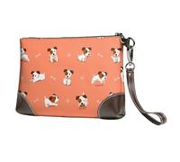 EgoMed Jack Russell Terrier dei cartoni animati,Borsa da polso in pelle PU, pochette da donna con cerniera, portafoglio e cinturino da polso