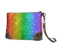 EgoMed L'arcobaleno sembra con le paillettes,Borsa da polso in pelle PU, pochette da donna con cerniera, portafoglio e cinturino da polso