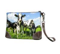 EgoMed Mangiare mucche al pascolo estivo,Borsa da polso in pelle PU, pochette da donna con cerniera, portafoglio e cinturino da polso