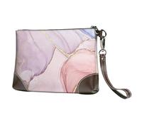 EgoMed Marmo rosa,Borsa da polso in pelle PU, pochette da donna con cerniera, portafoglio e cinturino da polso