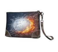 EgoMed Pallavolo su ghiaccio e fuoco,Borsa da polso in pelle PU, pochette da donna con cerniera, portafoglio e cinturino da polso