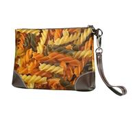 EgoMed Pasta gustosa,Borsa da polso in pelle PU, pochette da donna con cerniera, portafoglio e cinturino da polso