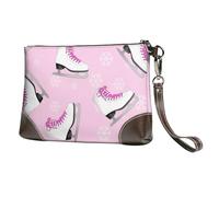 EgoMed Pattinaggio sul ghiaccio e fiocco di neve,Borsa da polso in pelle PU, pochette da donna con cerniera, portafoglio e cinturino da polso
