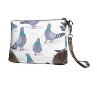 EgoMed Piccioni bluastri,Borsa da polso in pelle PU, pochette da donna con cerniera, portafoglio e cinturino da polso