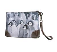 EgoMed Pinguino nella neve,Borsa da polso in pelle PU, pochette da donna con cerniera, portafoglio e cinturino da polso
