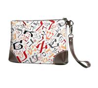 EgoMed Polvere creativa dell'alfabeto ebraico,Borsa da polso in pelle PU, pochette da donna con cerniera, portafoglio e cinturino da polso