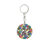 EgoMed Portachiavi rotondo in metallo, portachiavi in metallo, portachiavi per auto, anello porta chiavi, 1 pz, Stampa viola di cubi di colore astratto