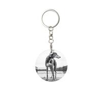 EgoMed Portachiavi rotondo in metallo, portachiavi in metallo, portachiavi per auto, anello porta chiavi, 1 pz, Levriero