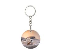 EgoMed Portachiavi rotondo in metallo, portachiavi in metallo, portachiavi per auto, anello porta chiavi, 1 pz, Simpatico cagnolino Jack Russell Terrier