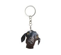 EgoMed Portachiavi rotondo in metallo, portachiavi in metallo, portachiavi per auto, anello porta chiavi, 1 pz, Simpatico animale di capra nera stampato