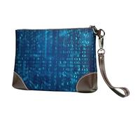 EgoMed Programmatore Codice binario blu,Borsa da polso in pelle PU, pochette da donna con cerniera, portafoglio e cinturino da polso