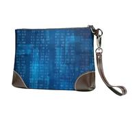 EgoMed Programmatore Codice Binario Blu,Borsa da polso in pelle PU, pochette da donna con cerniera, portafoglio e cinturino da polso