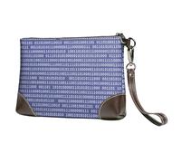 EgoMed Programmatore Codice binario per computer Viola,Borsa da polso in pelle PU, pochette da donna con cerniera, portafoglio e cinturino da polso