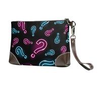 EgoMed Punto interrogativo al neon senza soluzione di continuità,Borsa da polso in pelle PU, pochette da donna con cerniera, portafoglio e cinturino da polso