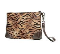EgoMed Stampa di tigre,Borsa da polso in pelle PU, pochette da donna con cerniera, portafoglio e cinturino da polso
