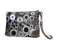 EgoMed Tecnologia di rendering di ingranaggi metallici Arte digitale,Borsa da polso in pelle PU, pochette da donna con cerniera, portafoglio e cinturino da polso