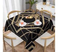EgoMed Tovaglie, tovaglie lavabili da 152 cm per feste in cucina, sala da pranzo,Era vintage Art Déco Il grande modello Gatsby oro nero