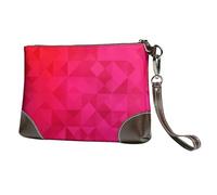 EgoMed Triangolo fucsia geometrico,Borsa da polso in pelle PU, pochette da donna con cerniera, portafoglio e cinturino da polso