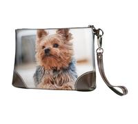 EgoMed Yorkshire Terrier Cani carini Cani Cuccioli,Borsa da polso in pelle PU, pochette da donna con cerniera, portafoglio e cinturino da polso