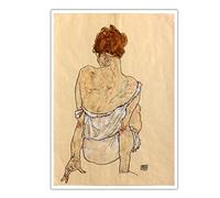 Egon Schiele Pittore Opere d'arte Donna seduta in biancheria intima 1917 Pittura famosa Poster moderni Arte della parete per il soggiorno Decorazioni per la casa 75x50cm Senza cornice