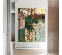 Egon Schiele《Porto di Trieste》Dipinto a olio su tela Opere d'arte Poster Stampa Immagine Decorazione murale Home Soggiorno Decorazione 70x90cm Senza cornice