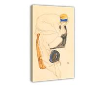 Egon Schiele - Poster su tela con due poster reclinabili, decorazione artistica da parete per camera da letto, ufficio, camera da letto, regalo, 50 x 75 cm