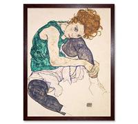 Egon Schiele Seated Woman Legs Drawn Up Adele Herms Painting Art Print Framed Poster Wall Decor 12X16 Inch Donna Pittura Manifesto Parete