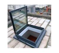 Egress - Lucernario in vetro temperato con apertura a 80°, apertura manuale, in alluminio, per soffitta interna