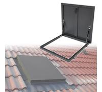 Egress Roof Window, Aluminum Flat Roof Lighting Well Window with Gas Shock Strut & Handle, Flush Mount Roofs Access Hatch Door for Attic/Sun Room(70x70cm)