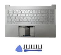 EGRMZ Palmrest Anteriore del Coperchio Posteriore del Laptop per Laptop sostitutivo e Custodia in Basso compatibili con 15 15-EG 15-EG0010TX TPN-Q245 Serie M08899-001 M08901-001(SILVERNOKEYBOARDNOFI)