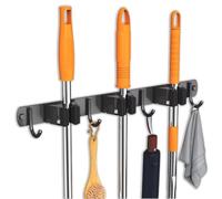 EGS TIDY TOOL: 3 Porta Scope, con 3 Supporti e 4 Ganci Nero cromato Portascope, Portascope da Muro, Appendi Scope a Muro, Portascope da parete Appendibile, Ganci per Scope organizza scope (S)