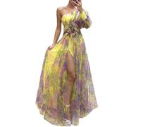 EGSDMNVSQ Abito da Sera Donna Abito Estivo Senza Maniche Abito Maxi con Stampa Floreale Abito Lungo con Spacco Abito Aderente Abito Senza Spalline Abito da Festa