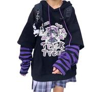 EGSDMNVSQ Felpa con Cappuccio Y2k Japan Harajuku Felpa con Cappuccio Kawaii in Stile Giapponese Anime Fashion Gothic Streetwear Top da Donna Abbigliamento Pullover